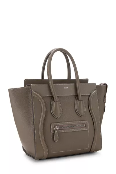 Grey Drummed Calfskin Luggage Micro, , large