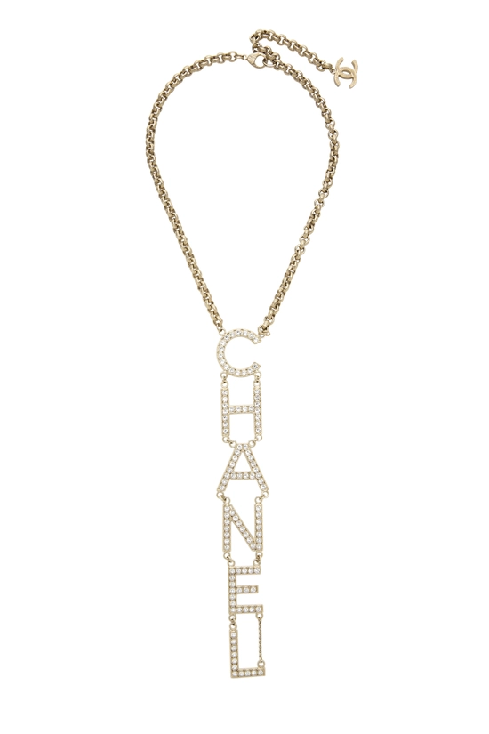 Gold Crystal Logo Necklace Long, , large image number 0