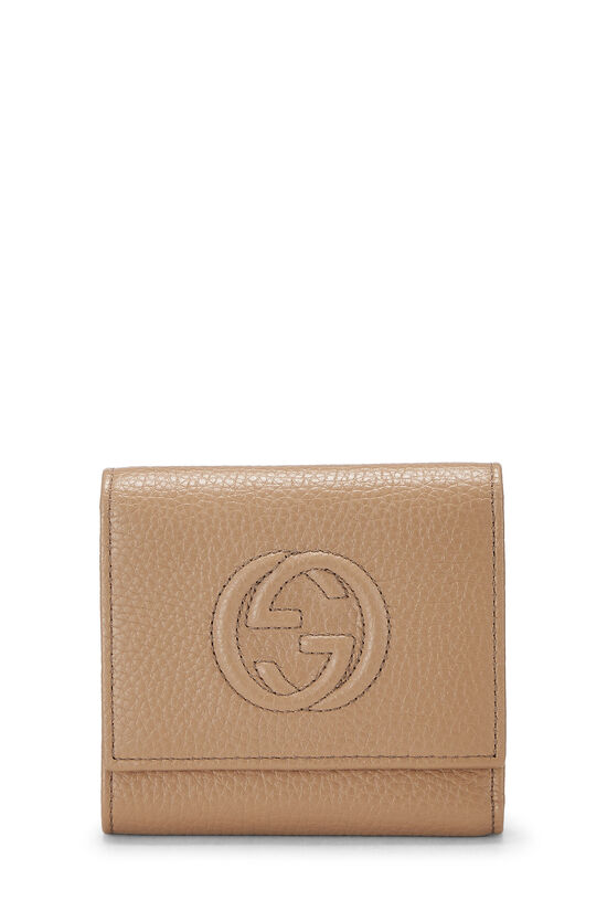 Beige Leather Soho Tri-Fold Wallet, , large image number 0