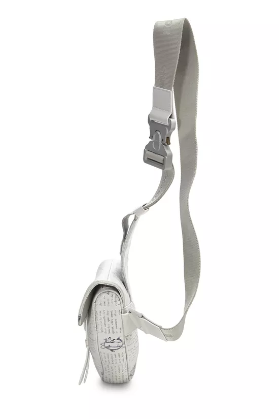 Daniel Arsham x Christian Dior White Calfskin Newspaper Saddle Bum Bag, , large image number 2