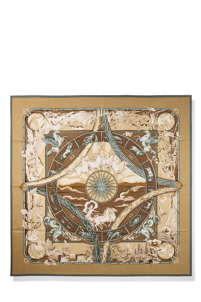 Brown & Multicolor 'Rythmes du Monde' Silk Scarf 90