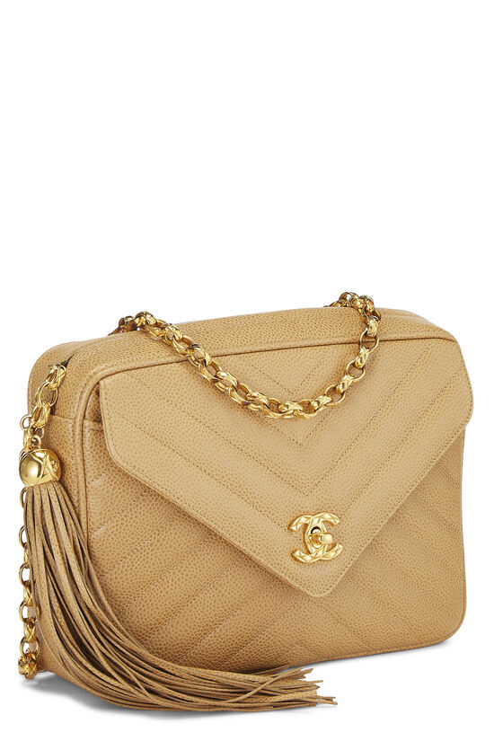 Chanel Camera Bag Small Beige Lambskin Gold