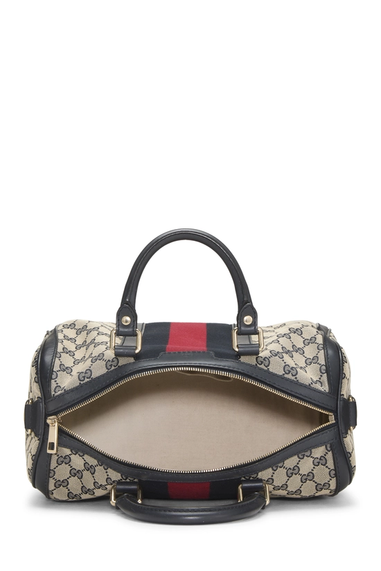 Navy Original GG Canvas Vintage Web Boston Bag Medium, , large image number 5