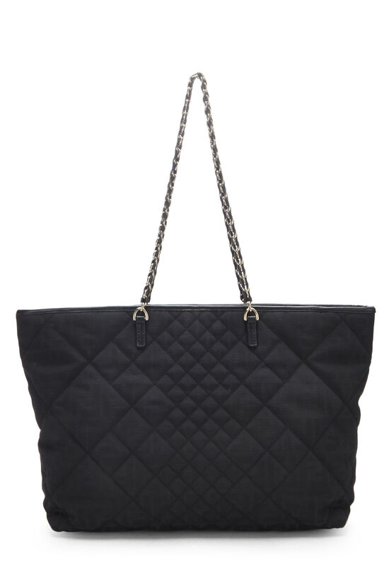 Black Quilted Canvas Chain Tote, , large image number 4