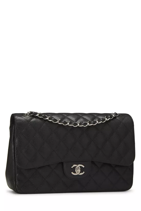 Black Quilted Caviar New Classic Double Flap Jumbo, , large image number 1