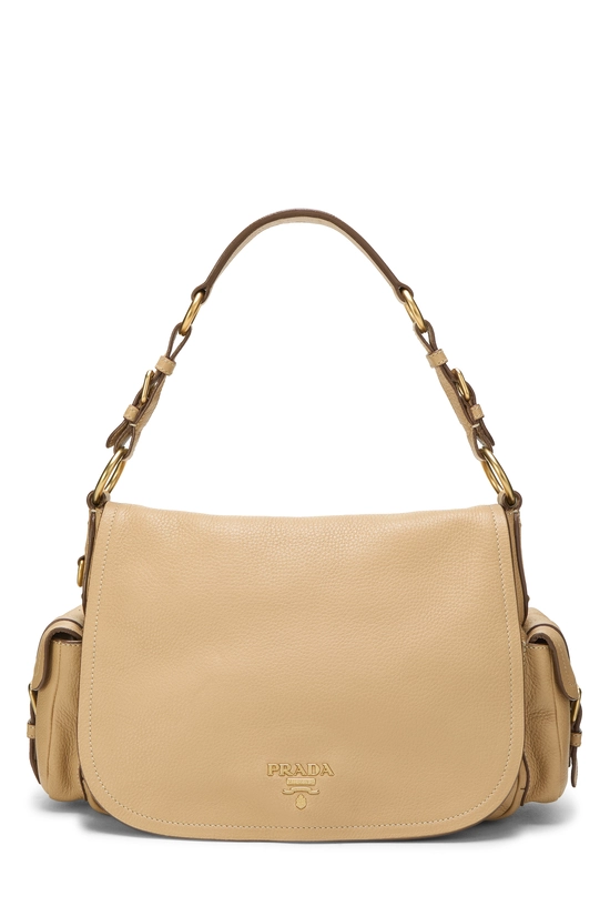 Beige Vitello Daino Side Pocket Hobo, , large image number 0