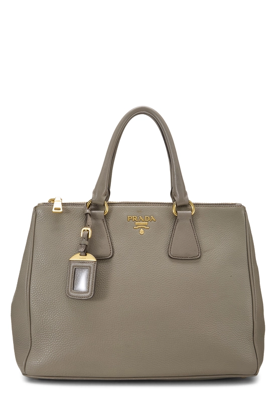 Grey Vitello Daino Double Zip Handbag Medium, , large image number 0