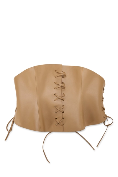 Brown Leather D-Lace Corset Belt 80
