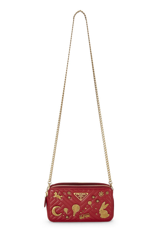 Red Leather Charms Double Zip Camera Bag, , large image number 2