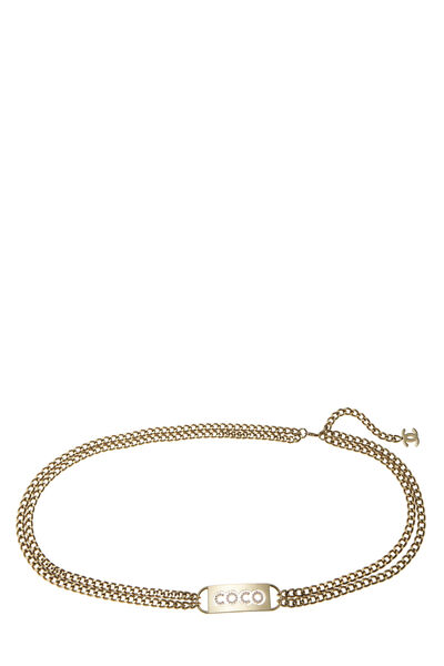 Gold & Pink Crystal Coco Chain Belt