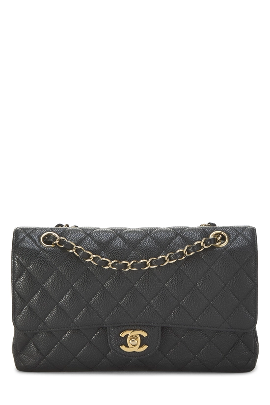 Black Quilted Caviar Classic Double Flap Medium, , large image number 0