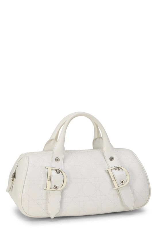White Calfskin D Buckle Bowling Bag, , large image number 1