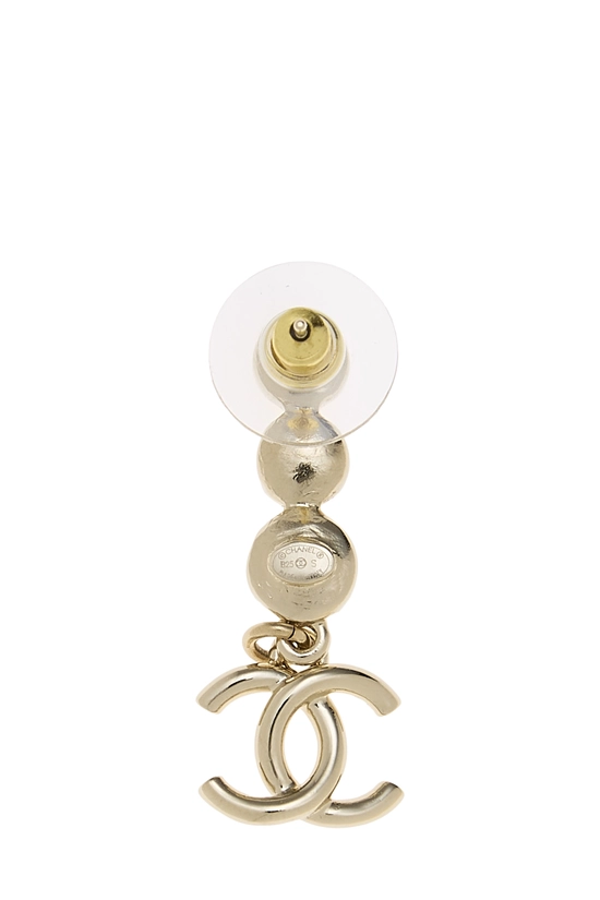 Gold Crystal 'CC' Dangle Earrings, , large image number 1