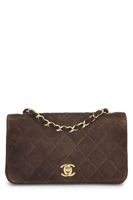 Brown Quilted Suede Full Flap Mini, , large image number 0