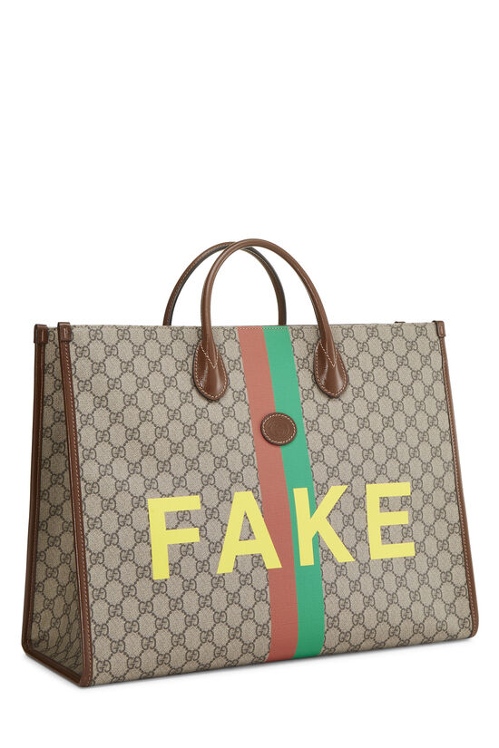 Gucci Brown GG Supreme Canvas 'Fake/Not' Tote Large QFB4DH0L05000