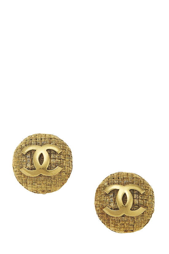 Chanel - Gold Quilted Round 'CC' Earrings Large
