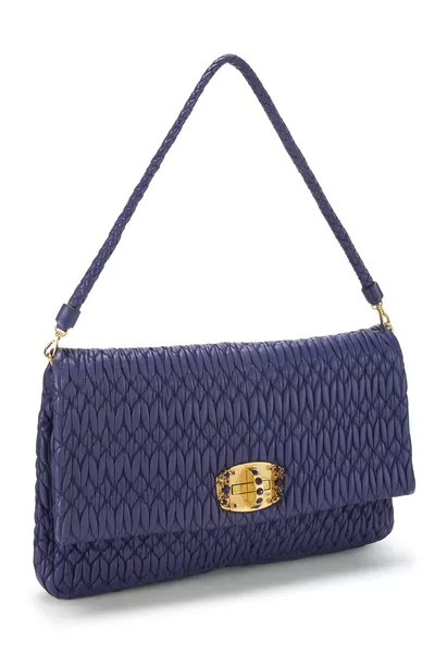 Purple Nappa Crystal Flap Shoulder Bag, , large