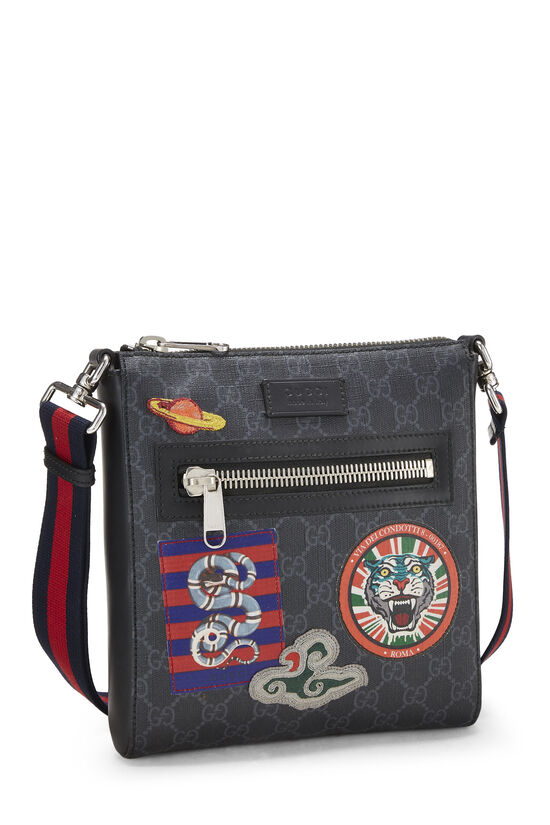 Black GG Supreme Coated Canvas Night Courrier Zip Flat Messenger, , large image number 1