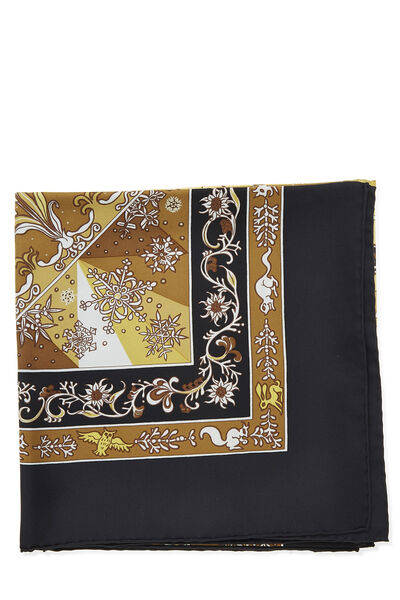Black & Multicolor 'Flocon de Neige' Silk Scarf 90, , large