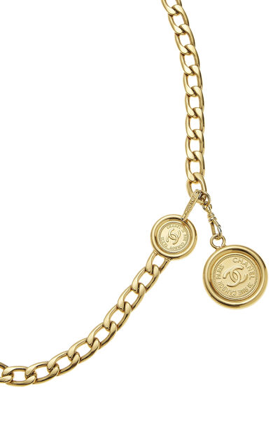 Gold 'CC' Medallion Chain Belt, , large