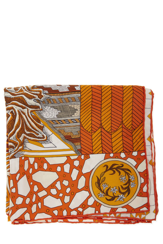 Hermès Orange & Multicolor \'Les Danse des Amazone\' Silk Scarf 90  QGA0572NOA409 | WGACA