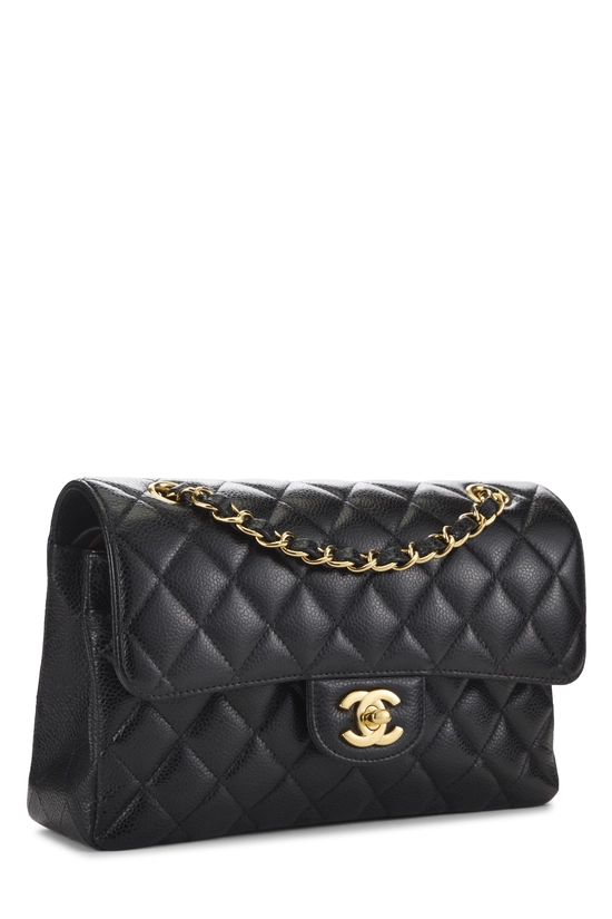 Black Quilted Caviar Classic Double Flap Small, , large image number 1