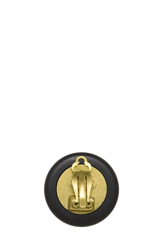 Black Acrylic 'CC' Mirror Button Earrings, , large image number 1