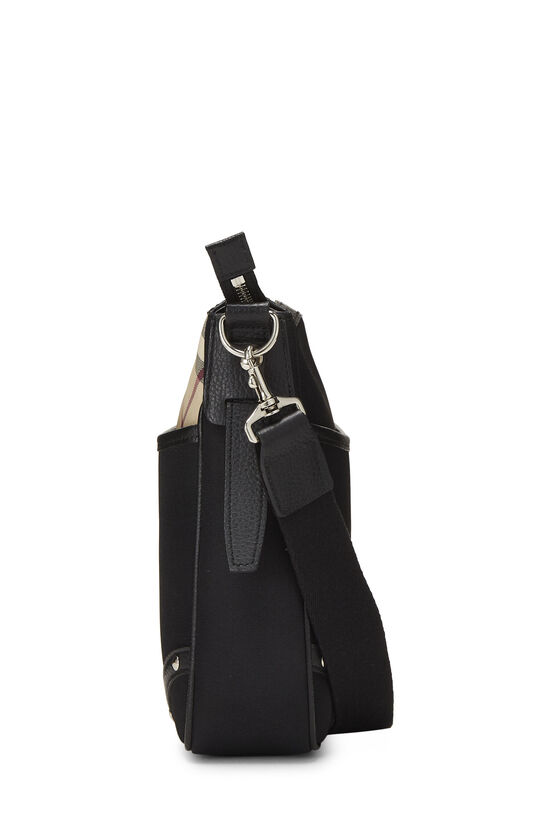 Black Nylon Check Vertical Messenger Bag, , large image number 2