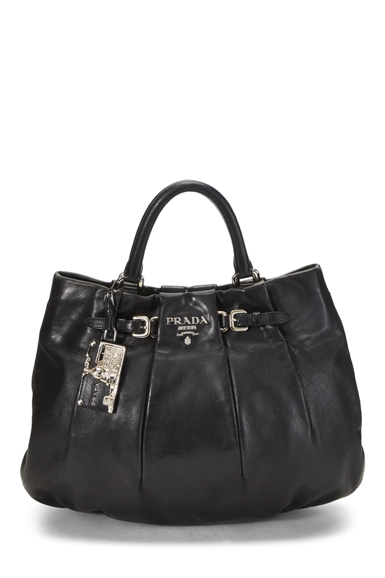 Black Calfskin Pleated Tote Small, , large image number 0