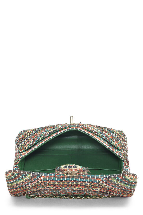 Chanel Multicolor Chevron Tweed Classic Double Flap Medium 