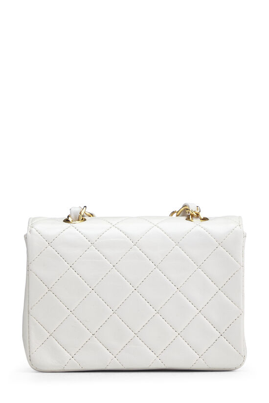 White Quilted Lambskin Half Flap Micro