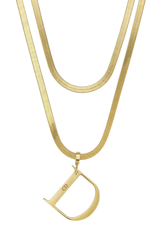 Gold Logo Snake Chain Layered Necklace , , large image number 1