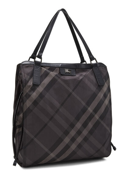 Black Check Nylon Buckleigh Tote, , large
