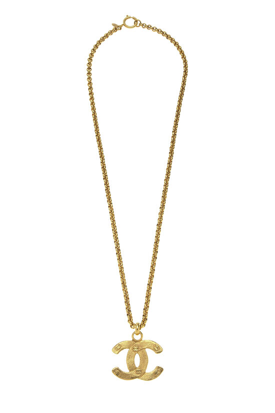 Gold Rough 'CC' Round Necklace, , large image number 0