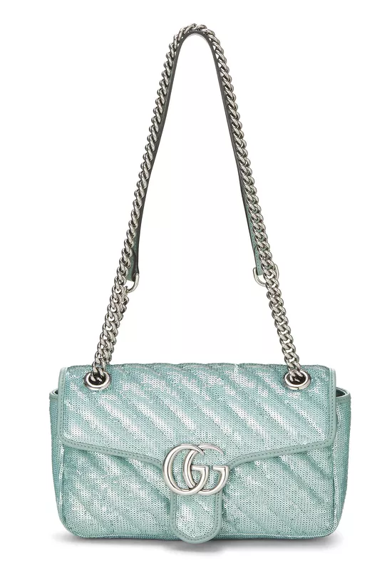 Blue Sequin GG Marmont Shoulder Bag Mini, , large image number 0