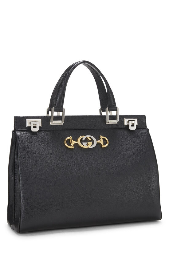 Black Leather Zumi Top Handle Bag Medium, , large image number 1