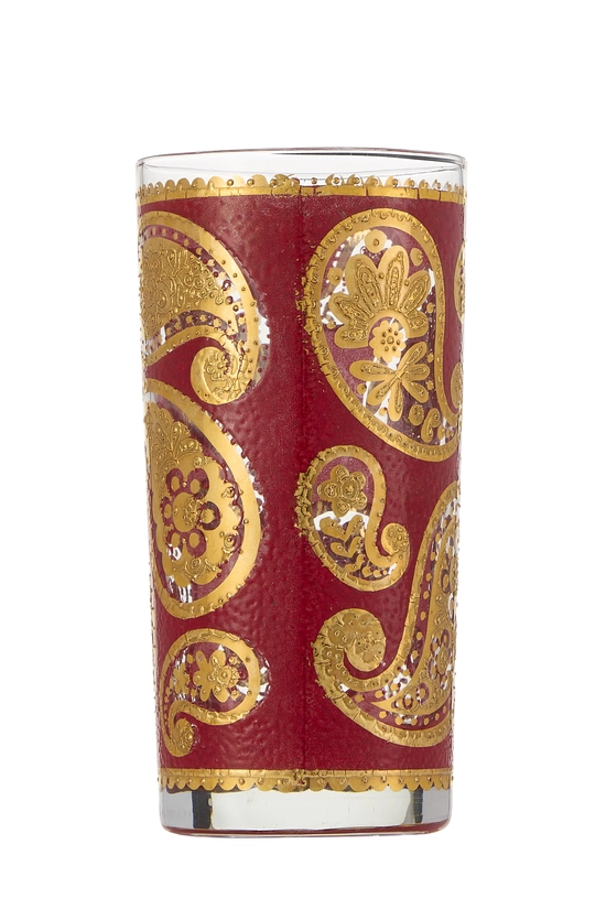 Red 22k Gilded Paisley Motif Glassware Set of 5, , large image number 2