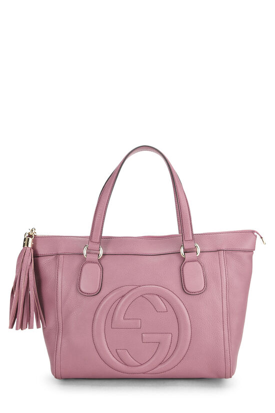 Pink Grained Leather Soho Zip Tote , , large image number 0