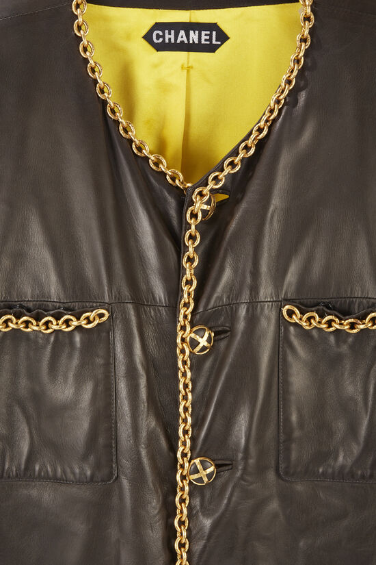 Chanel André Leon Talley Black Lambskin Leather Chain-Trimmed