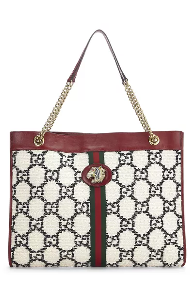 Multicolor Tweed Web Rajah Tote Large