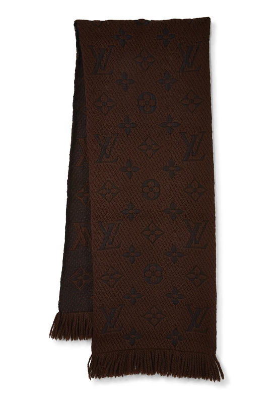 Brown Wool Logomania Scarf, , large image number 0