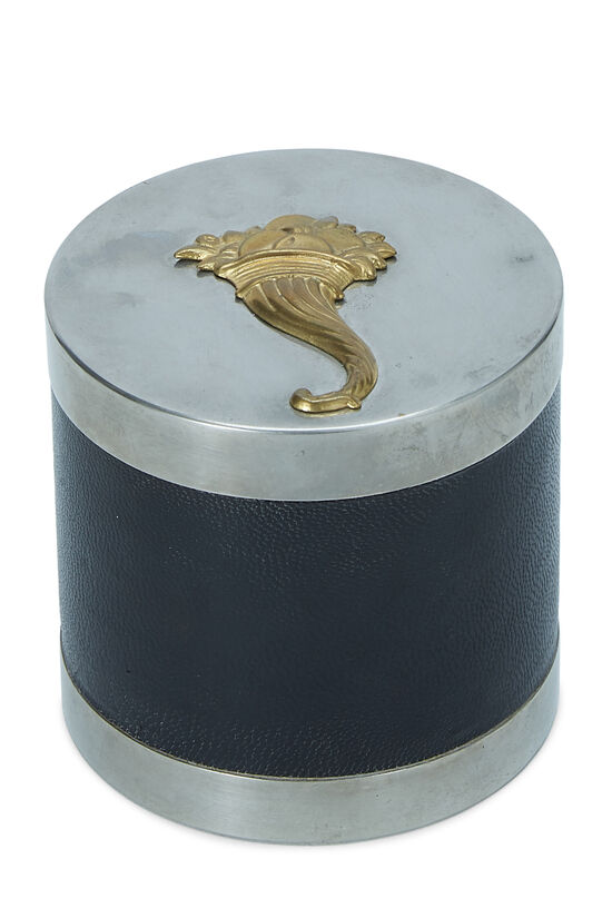 Silver & Black Leather Cigarette Jar, , large image number 0