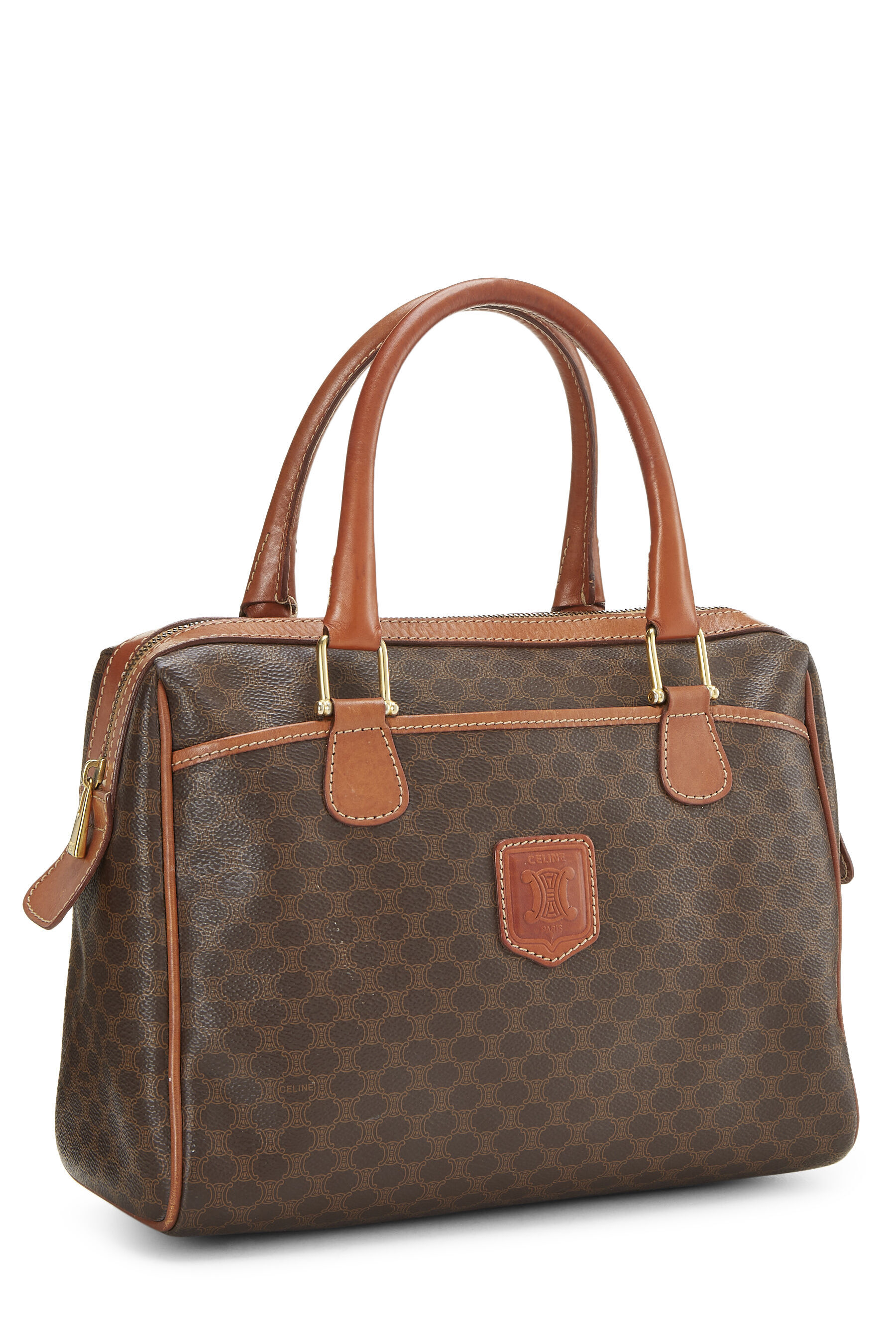 Pre-Owned Brown Coated Canvas Macadam Handle Bag Q5B04WLW0B005