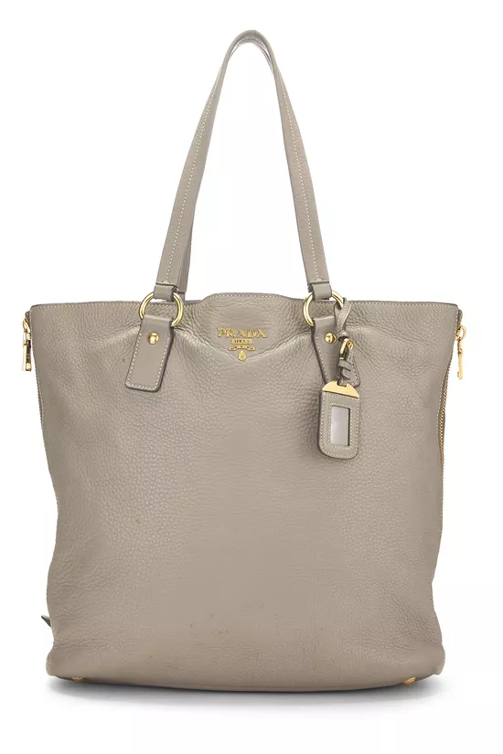 Grey Vitello Daino Side Zip Tote Large, , large image number 0
