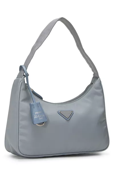 Blue Tessuto Nylon Re-Edition 2000 Hobo Mini, , large