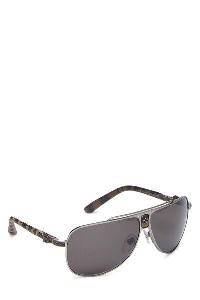 Silver Metal Double D Aviator Sunglasses, , large