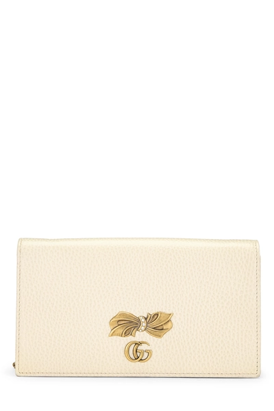 Gucci White Leather GG Marmont Crossbody Bag