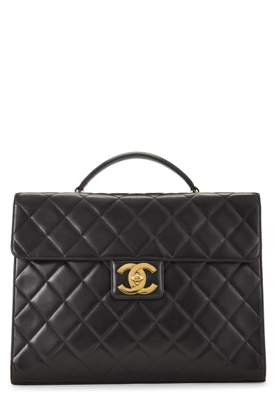 Black Quilted Lambskin Briefcase