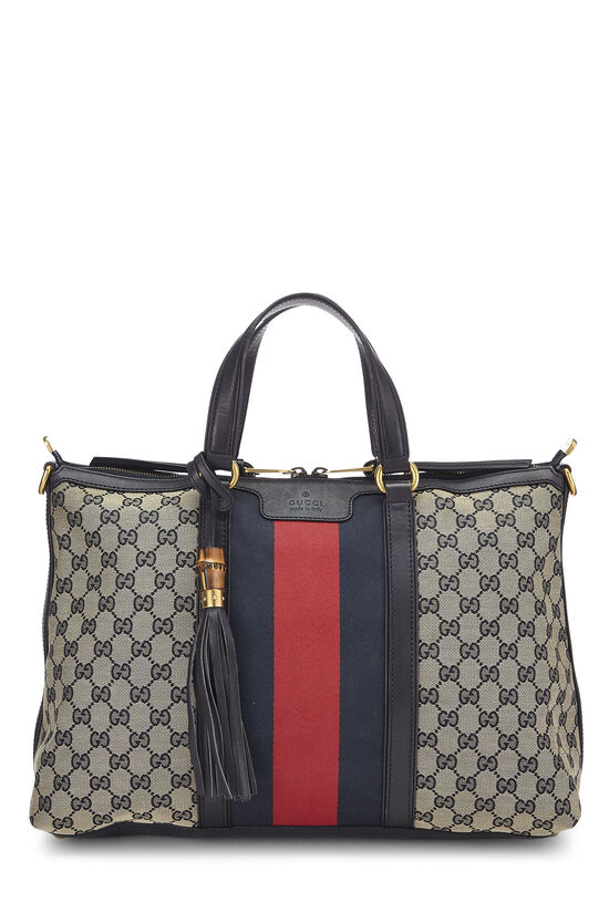 Gucci Small Top Handle Bag With Double G In Black GG Canvas