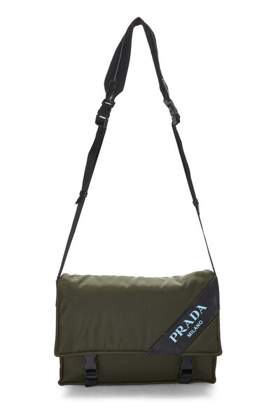 Olive Green Tessuto Nylon Buckle Messenger Large, , large